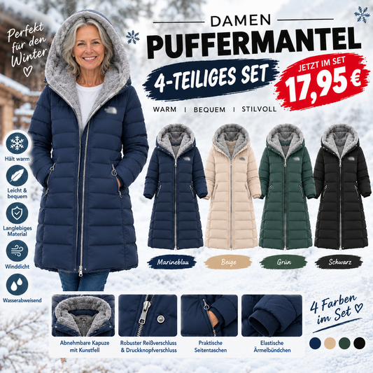 [Schlussverkauf] – Gesteppter Mantel mit Fleecefutter