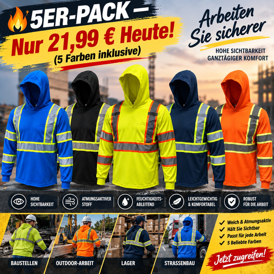 🔥 Sonderangebot – Herren Arbeits-Hoodie mit hoher Sichtbarkeit & reflektierenden Streifen